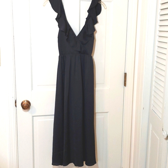 NWT Madewell black ruffle cross back midi dress, XS - Picture 2 of 7